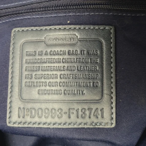Coach Navy and Tan Signature Hobo Bag - Picture 11 of 13
